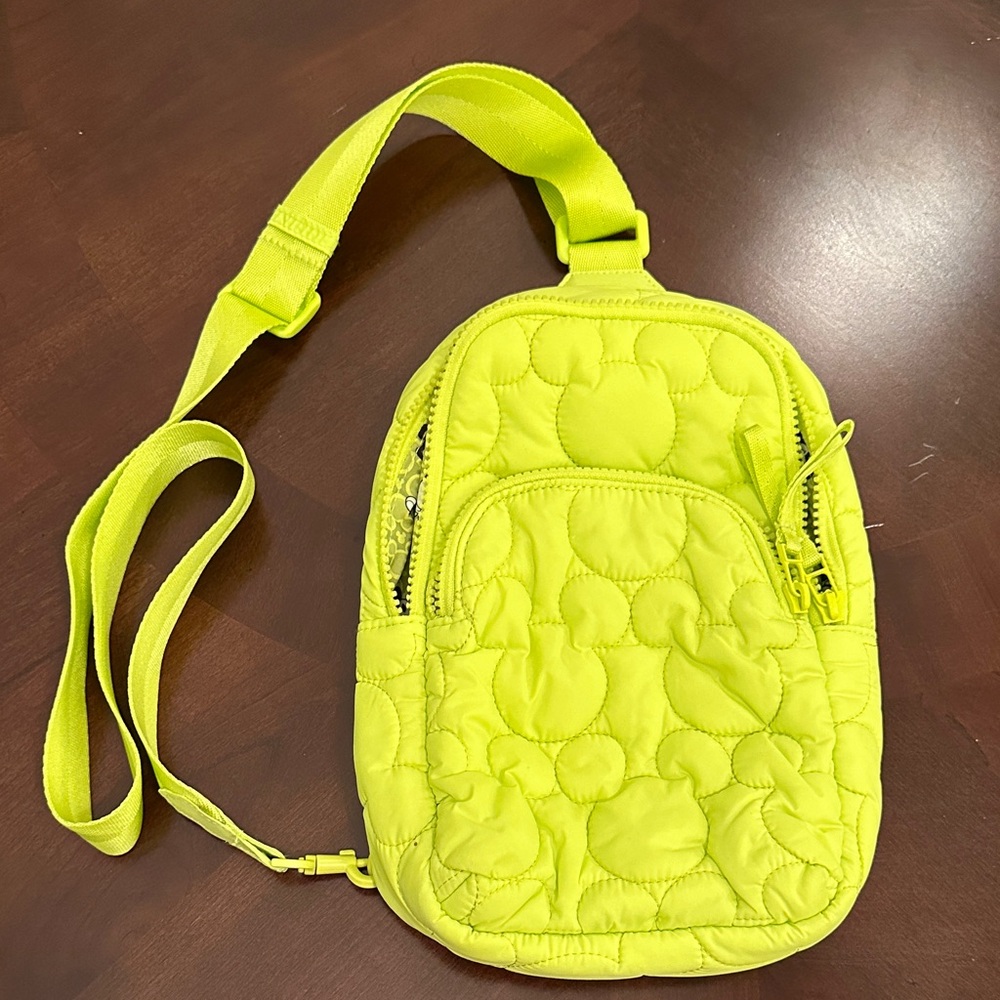 Lime Quilted Mickey Crossbody Sling Bag